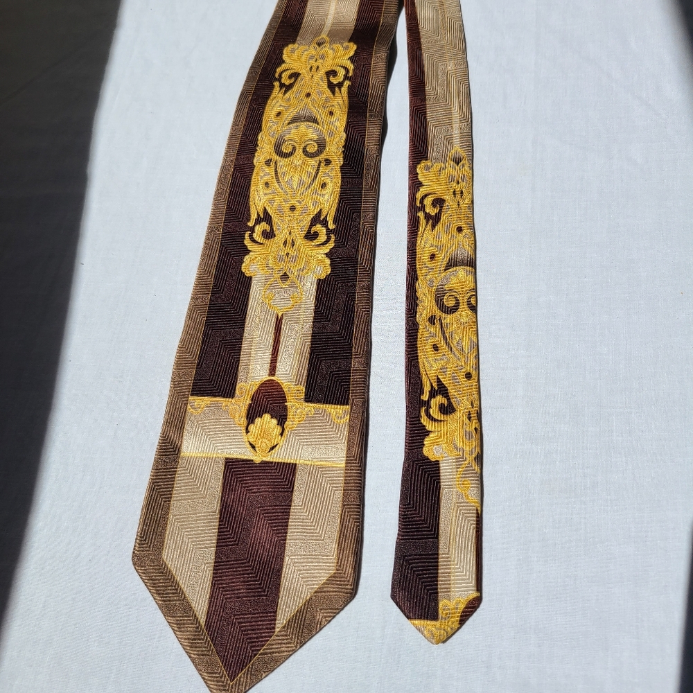 Giorgio Rossini 100% Silk Tie - Brown. Gold, Cream